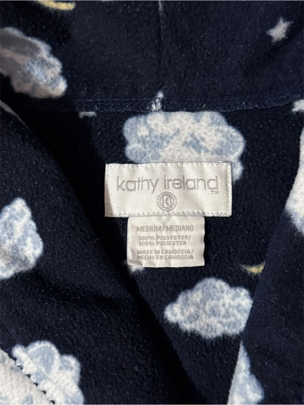 Vintage Kathy Ireland Celestial Pajama Set - Clouds Stars Moons Medium